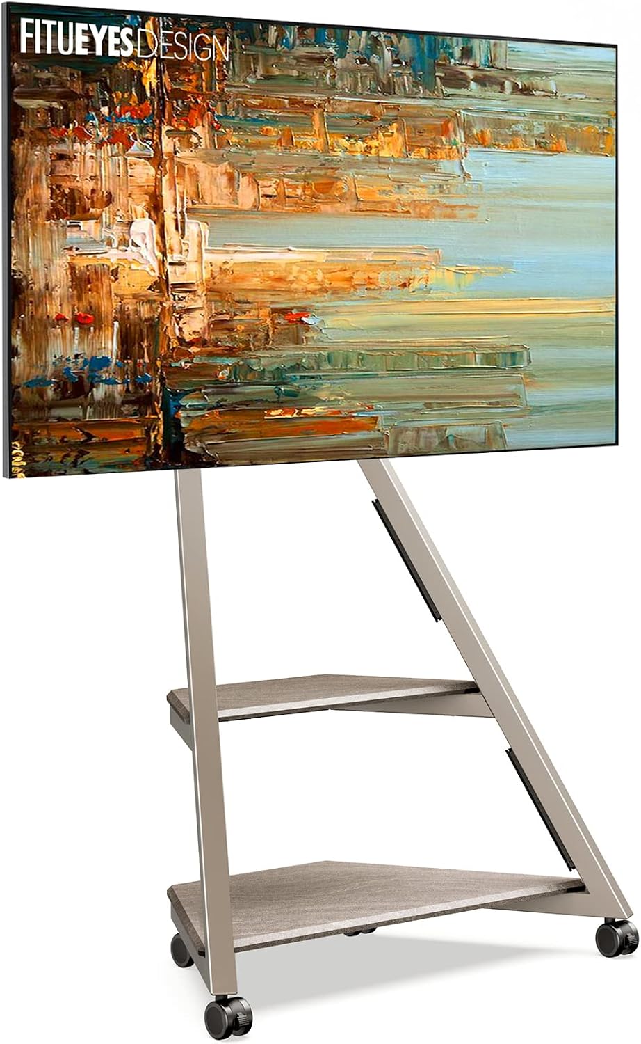 FITUEYES Corner TV Stand for 32-65 Inch TVs, Cable Management, Morandi Grey