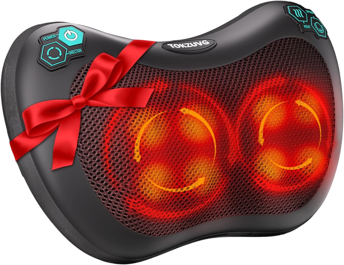 TOKZUVG Massage Pillow Shiatsu Back Massager with Heat 3 Speeds 2 Directions 8 Deep Tissue Kneading Nodes for Lower Back Neck Shoulders Muscle Pain Relief Use at Home Car