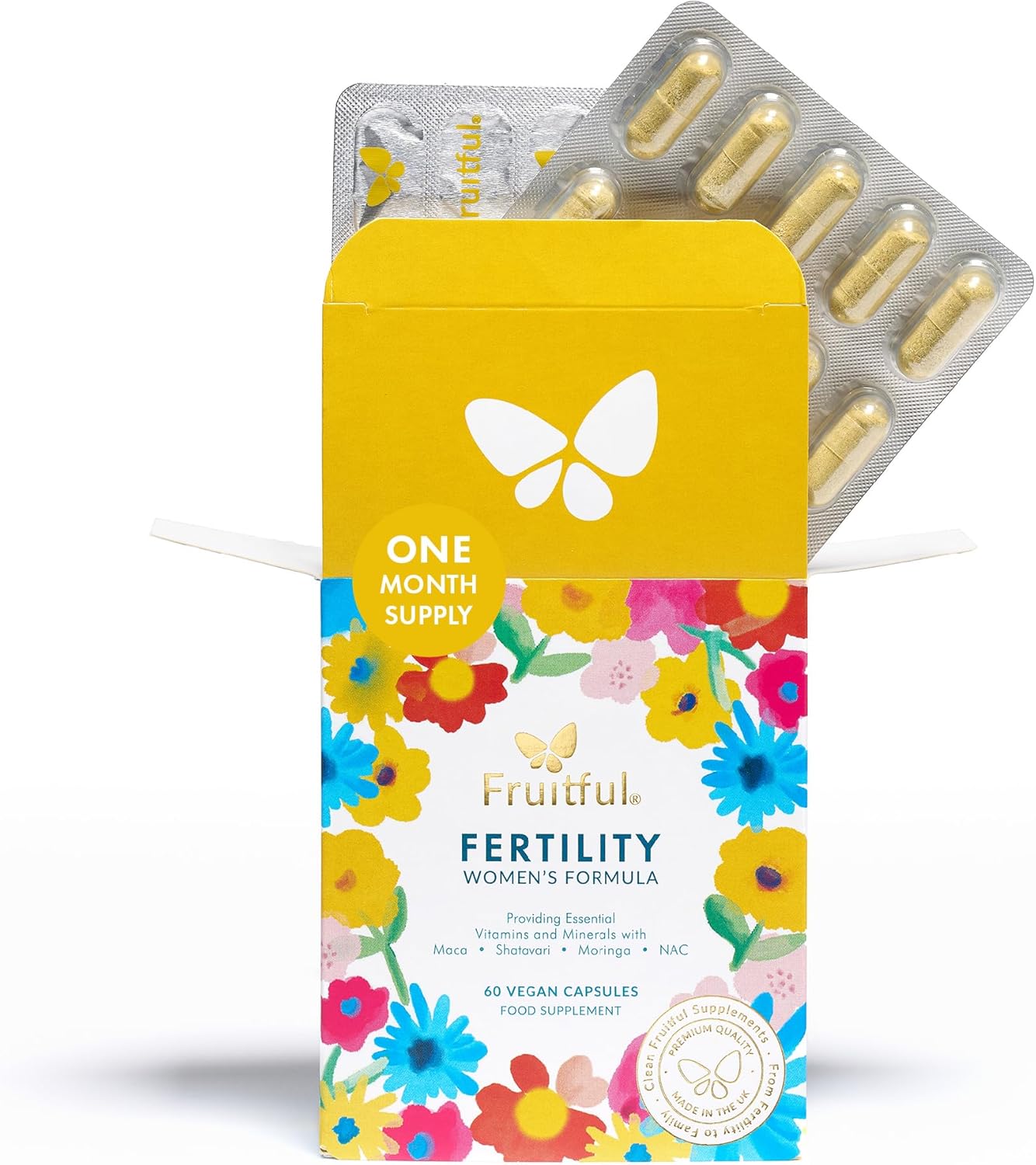 Fruitful Fertility Supplements for Women – Prenatal & Pregnancy Vitamins with Folic Acid Vitamin D & Coenzyme Q10 – Supports Natural Conception & Reproductive Health – 60 Capsules