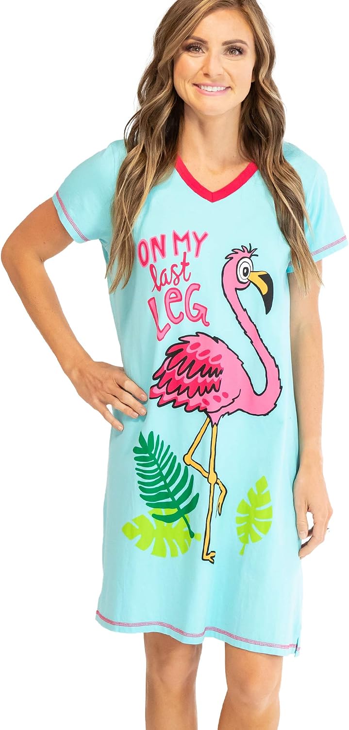 Lazy One Women's Novelty Cotton Nightgown, Cute V-neck Womens Sleep Shirts