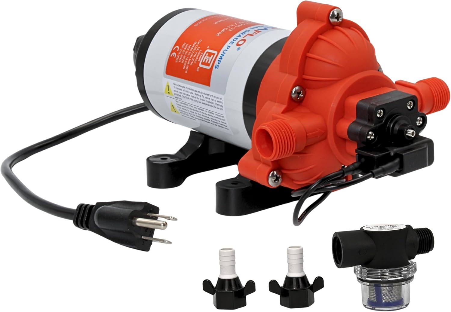 SEAFLO 33 Series Water 110V AC Pressure Pump - 115V AC, 3.3 GPM, 45 PSI, Self Priming, Smart Pressure Switch, for RV/Caravan/Marine/Industrial Use-NSF, CE & Rohs Certified, UL Listed, 4-Year Warranty