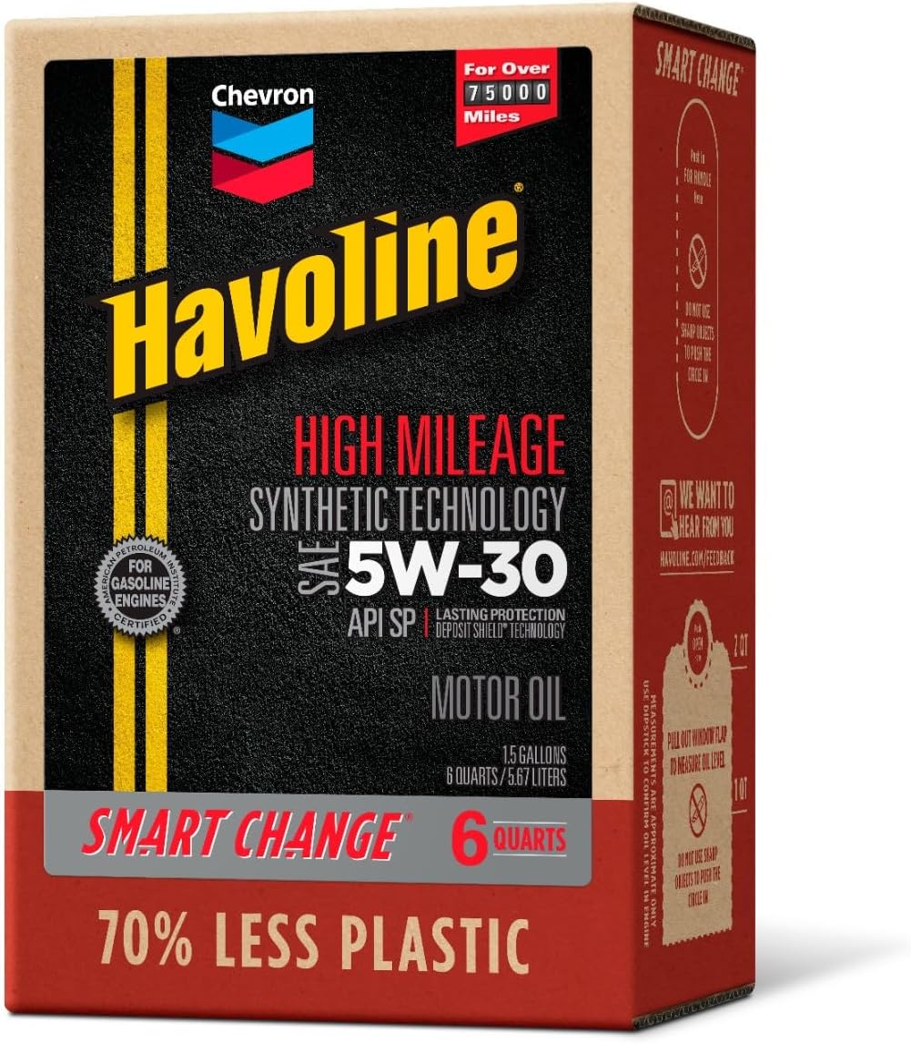 Motor Oil 5w30 High Mileage Synthetic Technology Smart Change Engine Oil, 5W-30, 6 Quarts, Pack of 1