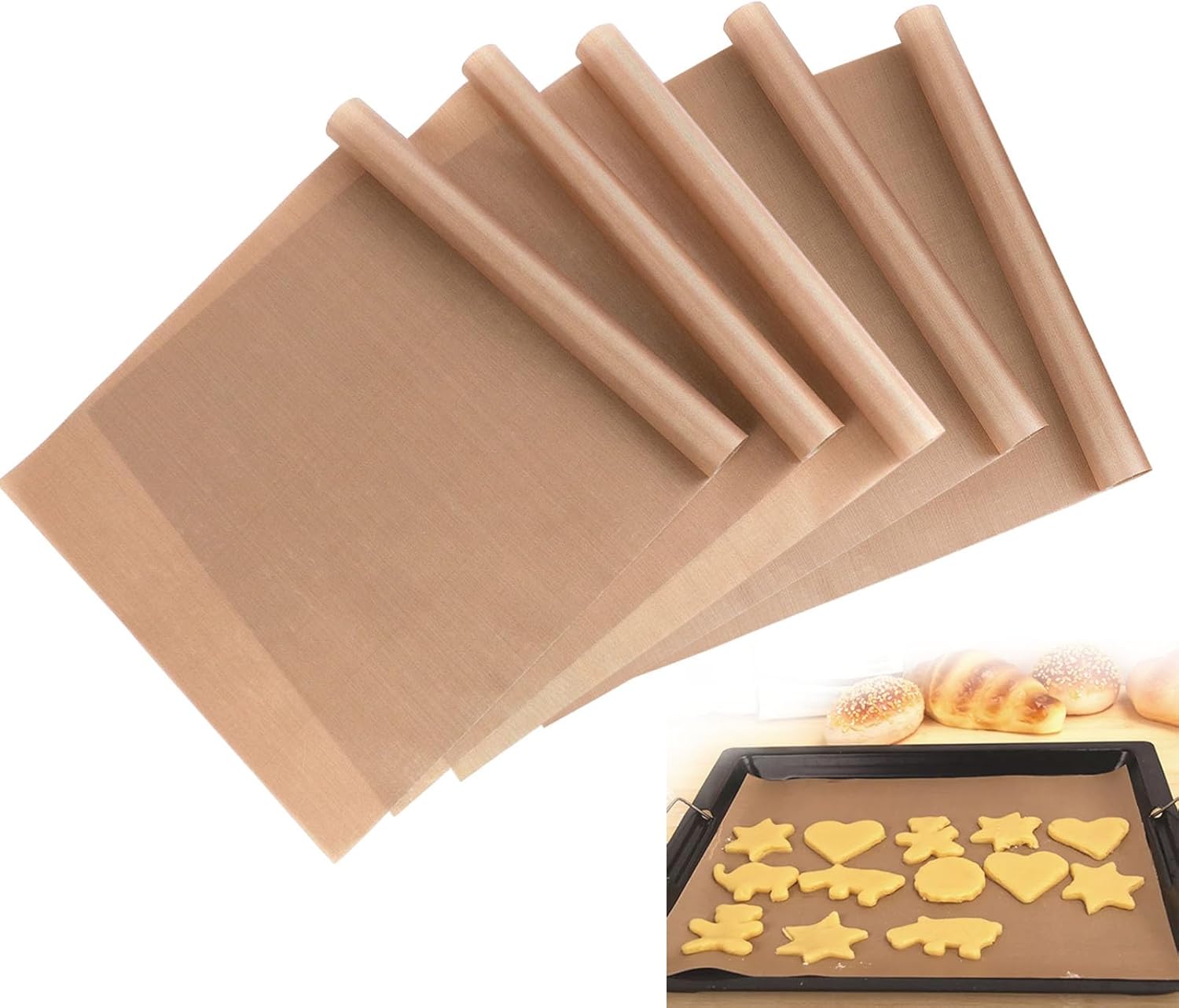 Teflon Sheets for Heat Press, 5PCS Reusable Heat Resistant Heat Transfer Paper, Permanent Baking Film for Ironing T-Shirt Printing Thermal Mat (30x40 cm)