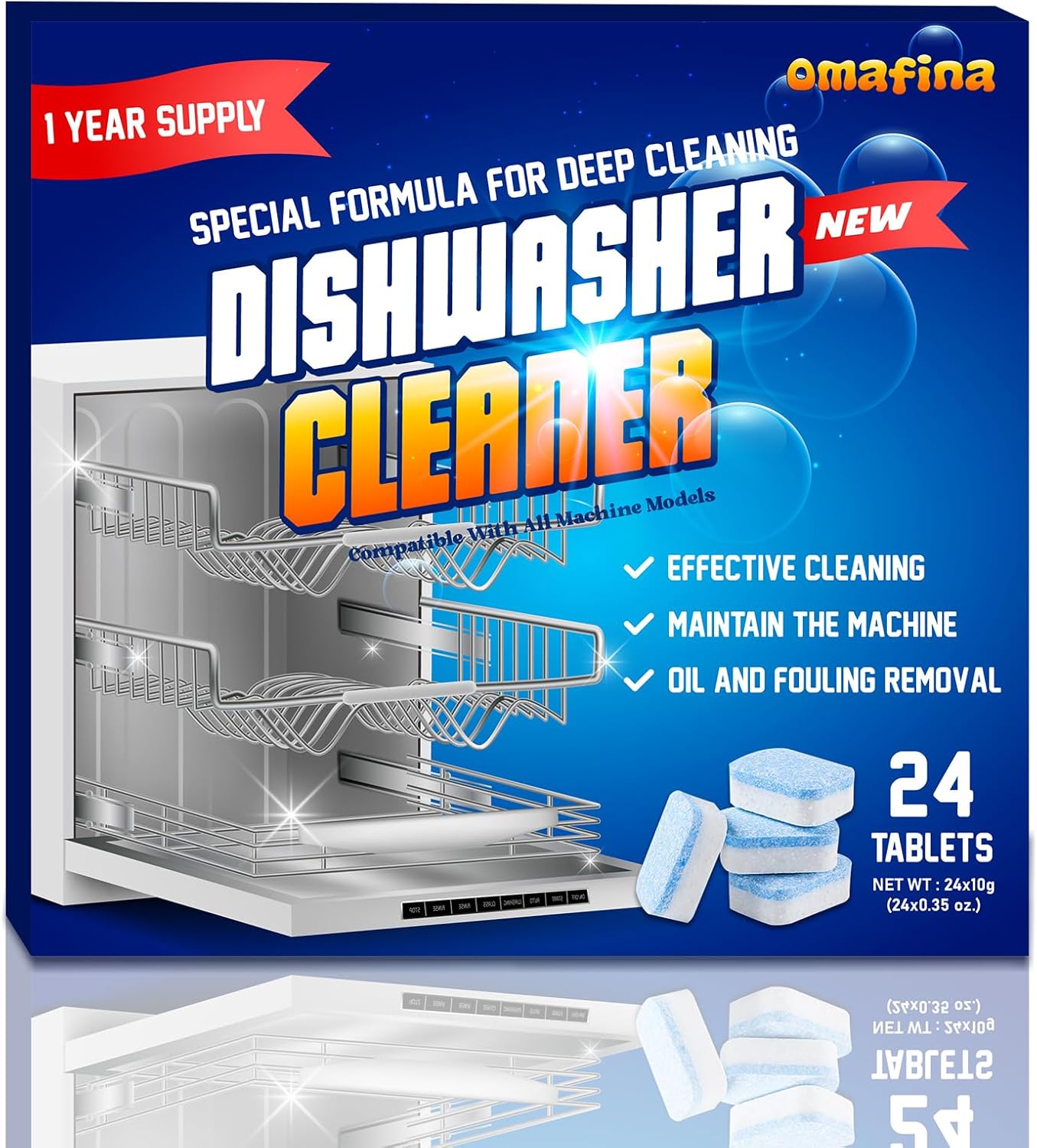 Dishwasher Cleaner and Deodorizer Tablet -24Tablets Deep Cleaning Descaler for Dishwasher Machine - Remove Limescale,Odor,Smell,Mineral Buildup