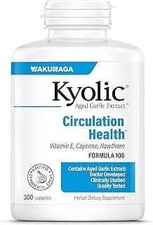 Kyolic Aged Garlic Extract Formula 106, Circulation Health, 300 Capsules (Packaging May Vary)