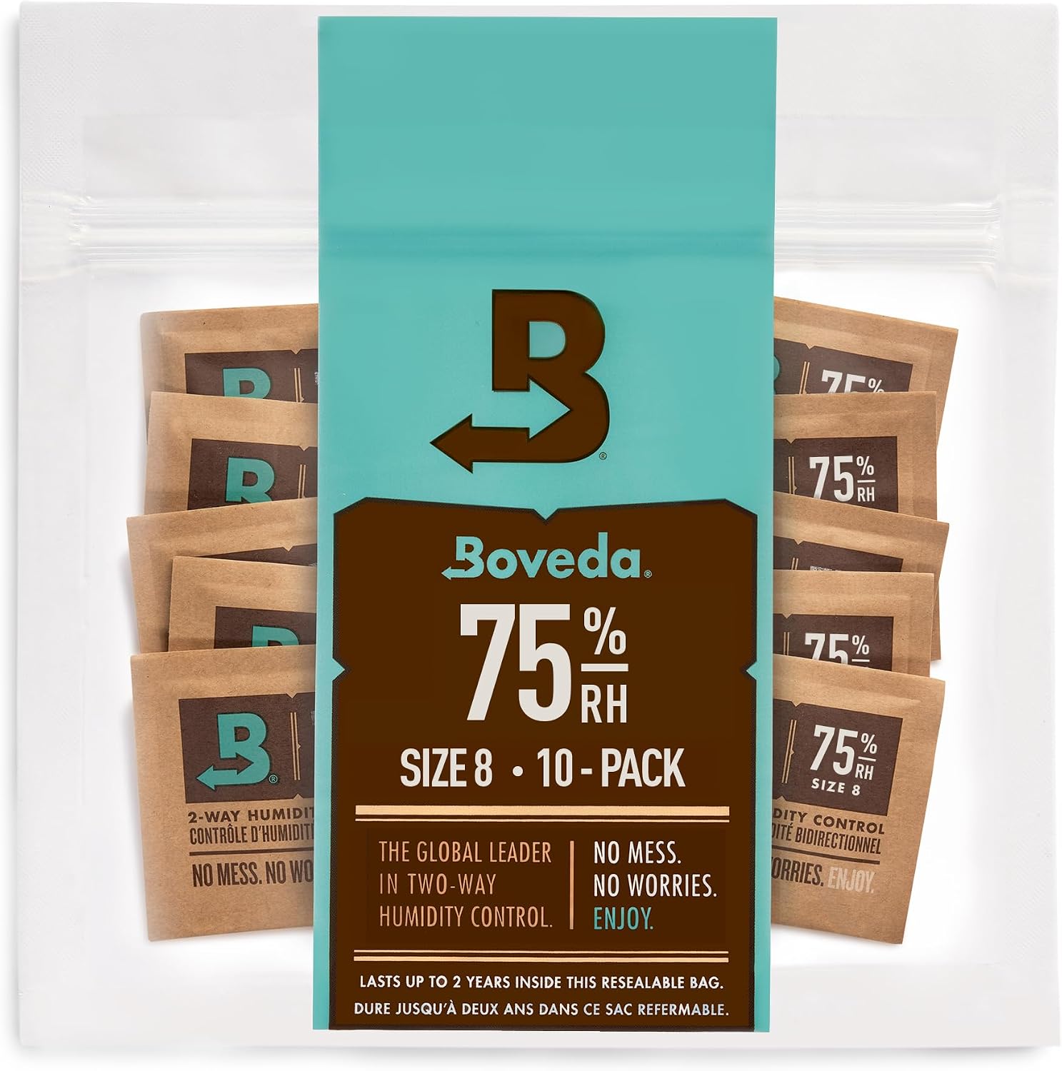 Boveda 75% Humidity Control Packs, Size 8 for Travel, 10-Pack - Dry Climate
