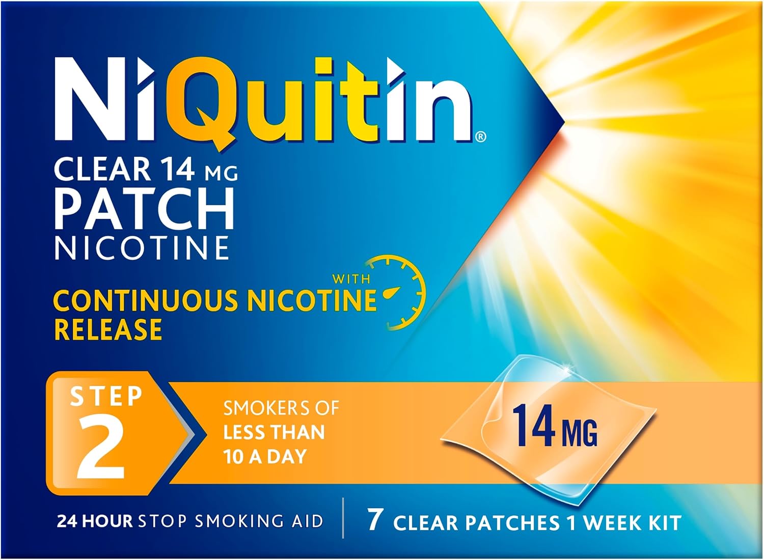 NiQuitin Clear Nicotine Patches Step 2 14mg, Pack of 7 (1 Week)