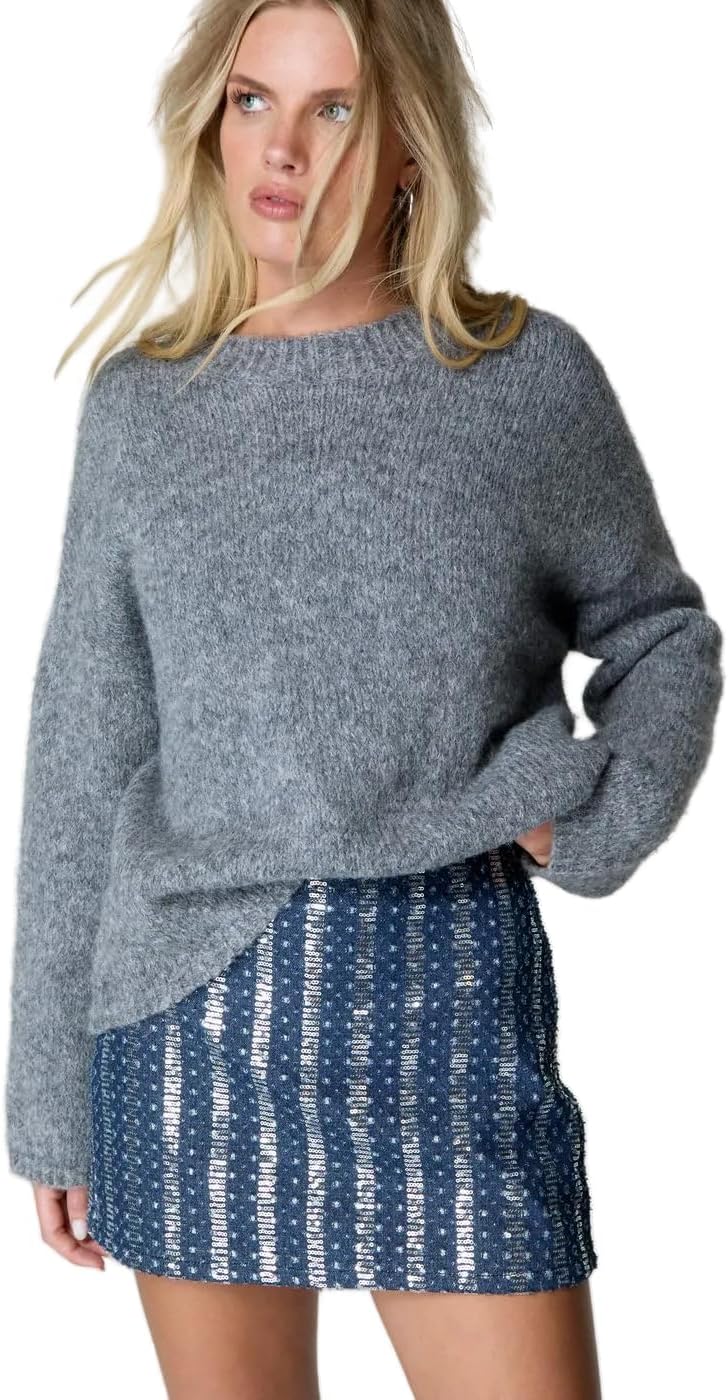 Sequin Denim Mini Skirt