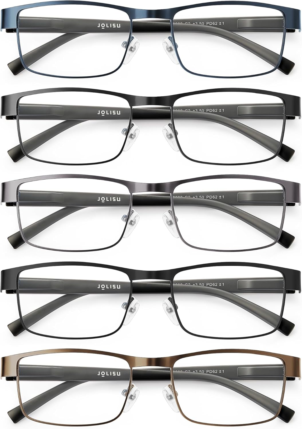 5PCS Reading Glasses Men - Blue Light Blocking Computer Metal Thin Frame Readers For Mens/Women（2.00）