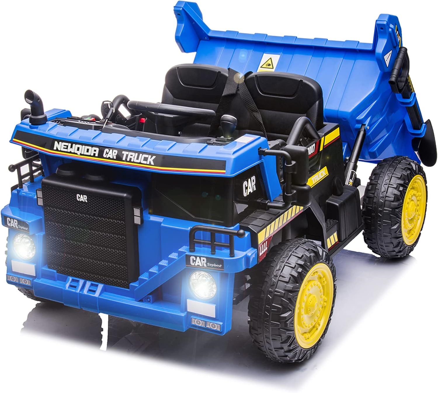 NEWQIDA Ride on Dump Truck 12V Ride on Car with Remote Control,Ride on Toys with Electric Dump Bed and Extra Shovel, Ride on Construction Vehicle with Music Player, Key Start,Blue