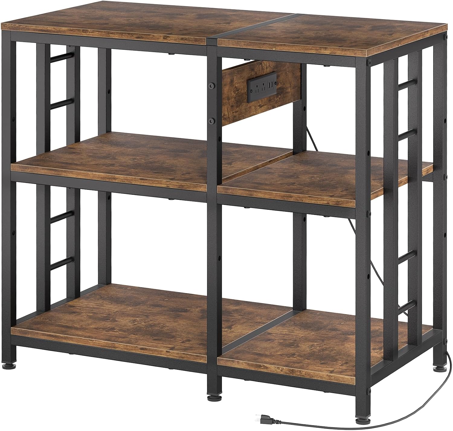 Reinforced 40-50 Gallon Aquarium Stand with Power Outlet, Ultra-Stable 720LBS Capacity Metal Fish, Tank Stand for Reptile/Aquatic Setups, 5-Tier Adjustable 37"x19" Steel Shelving System