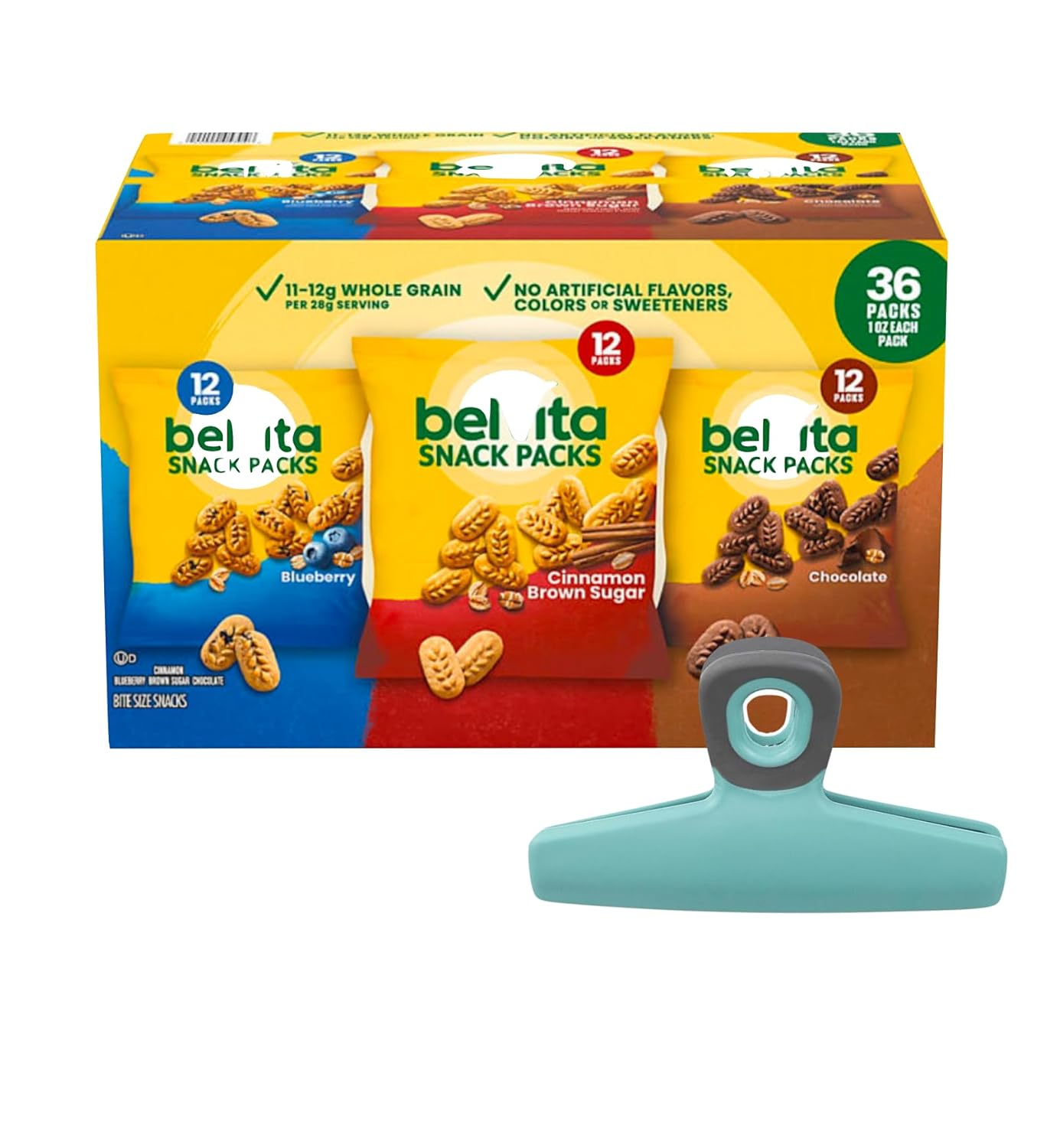 BelViita Breakfast Biscuits, Belvita Bites Variety Pack, With Bag Clip (36 Packs, Bites Variety)