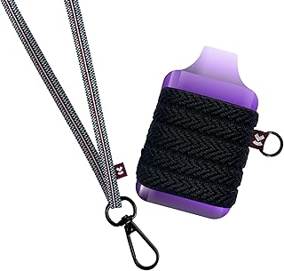 Device Holder with Lanyard, Comfortable Design for vap eDevice, 3 Case Sizes for Perfect Fit, Strong Device Lanyard, High-Strength Elastic Holder (With Lanyard, Black Checkered Pattern, Large)