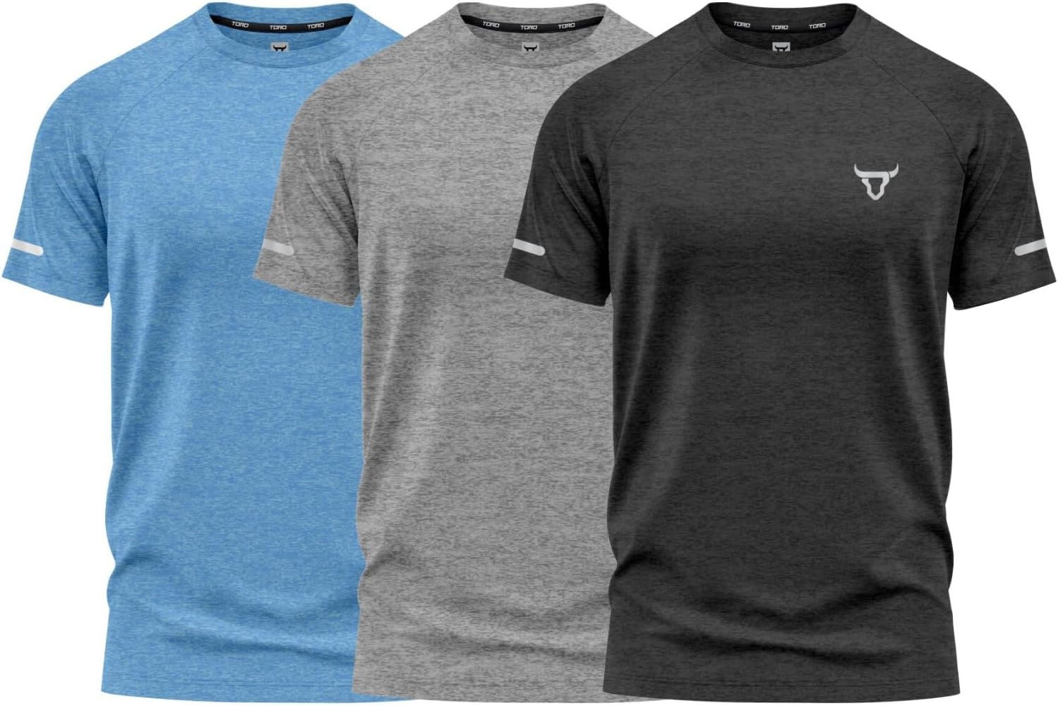 Pack of 3 Mens Workout Short Sleeve T-Shirts Athletic Fit Fast Drying Moisture Wicking Sports Style T-Shirts