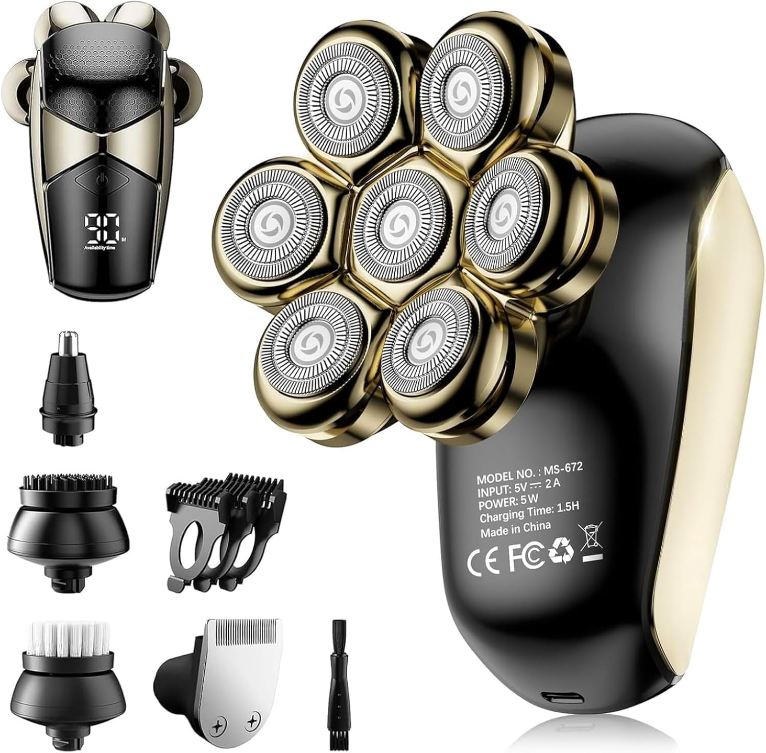 Head Shavers for Bald Men: 5-in-1 Electric Razor - IPX7 Waterproof Shaving Grooming Kit for Balder - Turbo Speed & Precision Blades