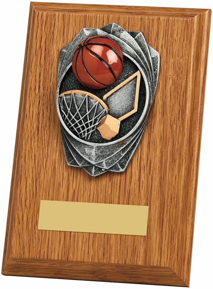 Delta Basketball Trophy Award 150mm Wooden Plaque Free Engraving 1680AP - TWT