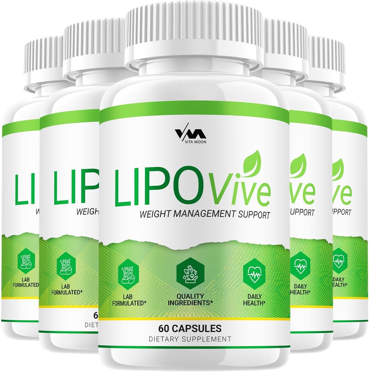 (5 Pack) Lipo Vive Advanced Formula Pills, LipoVive Dietary Support Supplement, Supports Overall Wellness, Lipo Vive Maximum Strength (300 Capsules)
