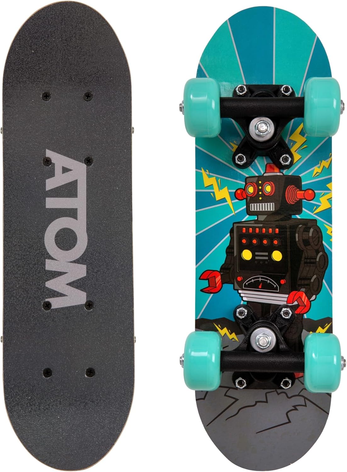 Atom 17" Skateboard For Beginners Or Pro's - Kids & Teenager Maple Skateboard With 3" PP Trucks - Mini Cruiser Complete Board - Suitable For All Aged 5+