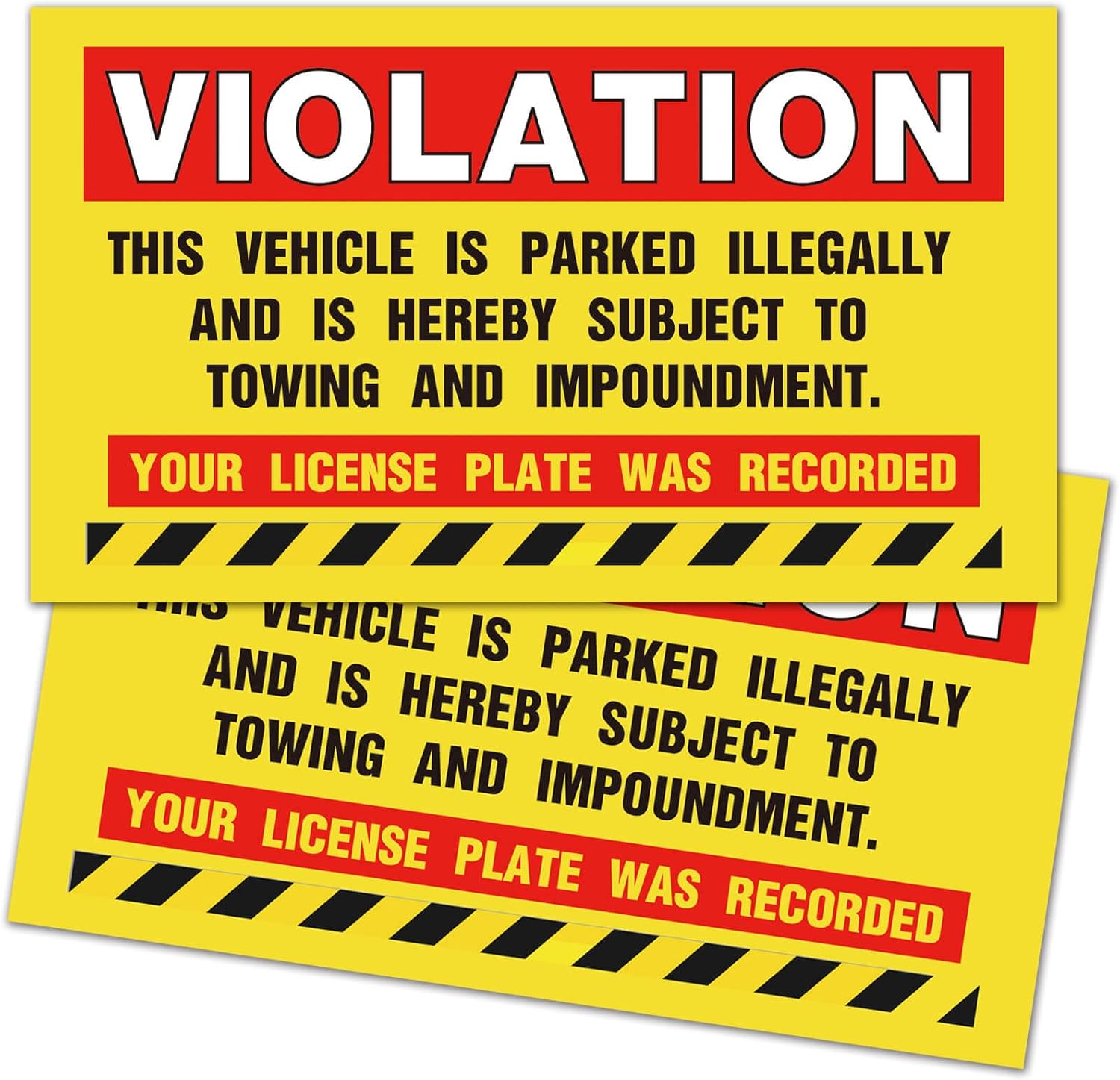 “Violation - Vehicle Illegally Parked, Parking Violation Notice Vehicle is Illegally Parked -Pack of 50 Parking Violation Stickers Hard to Remove, Large Size 5" X 9"