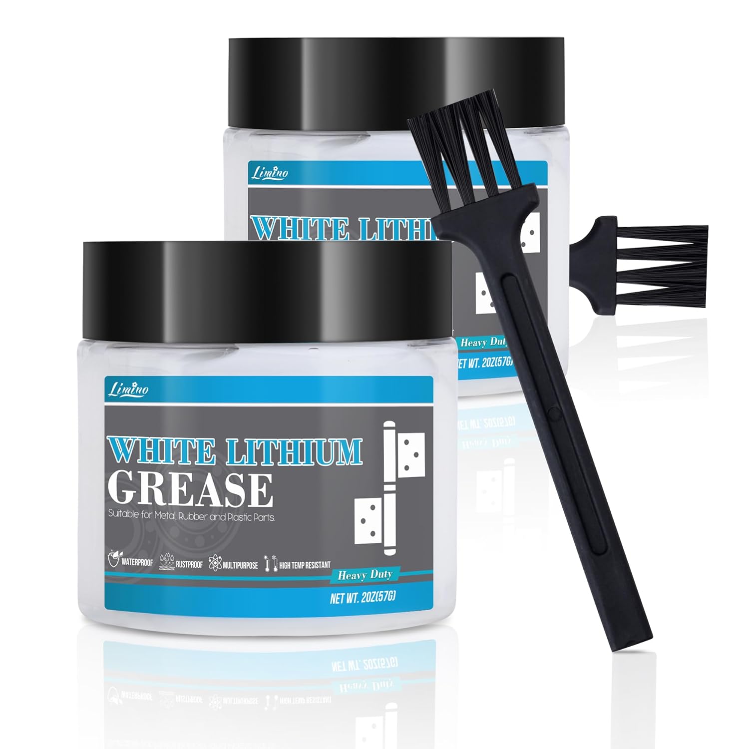 White Lithium Grease - 114g Multi-Purpose Lubricant for Metal-to-Metal Joint, High Temp Automotive Grease with Brush, Ideal for Brake Machinery, Bearing, Gears, Hinge, Sliding Track