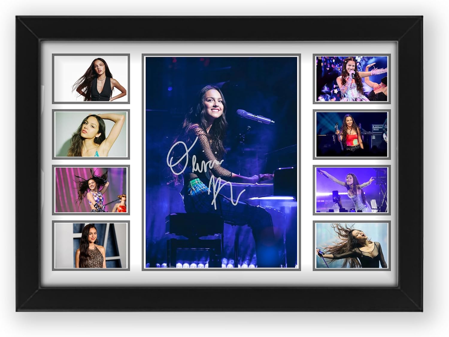 Olivia Rodrigo Signed Poster Print - Limited Edition Autograph Fan Gift | Collectible Memorabilia Merchandise Featuring SOUR, Drivers License, Good 4 u, Deja vu (Framed A4 (30x21cm))