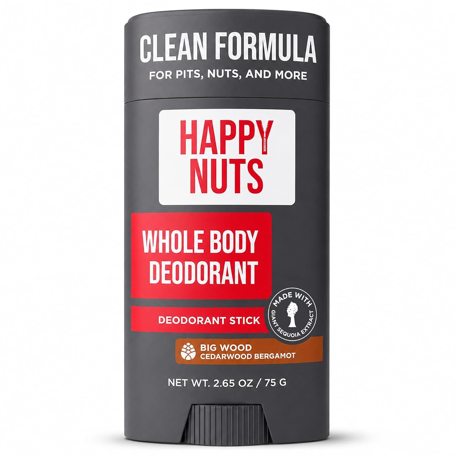 Happy Nuts Whole Body Deodorant for Men - Full Body Odor Control - Ideal for Perfect for Pits, Groin, and More - All Day Confidence - Powerful & Effective Men's Deodorant (Big Wood)