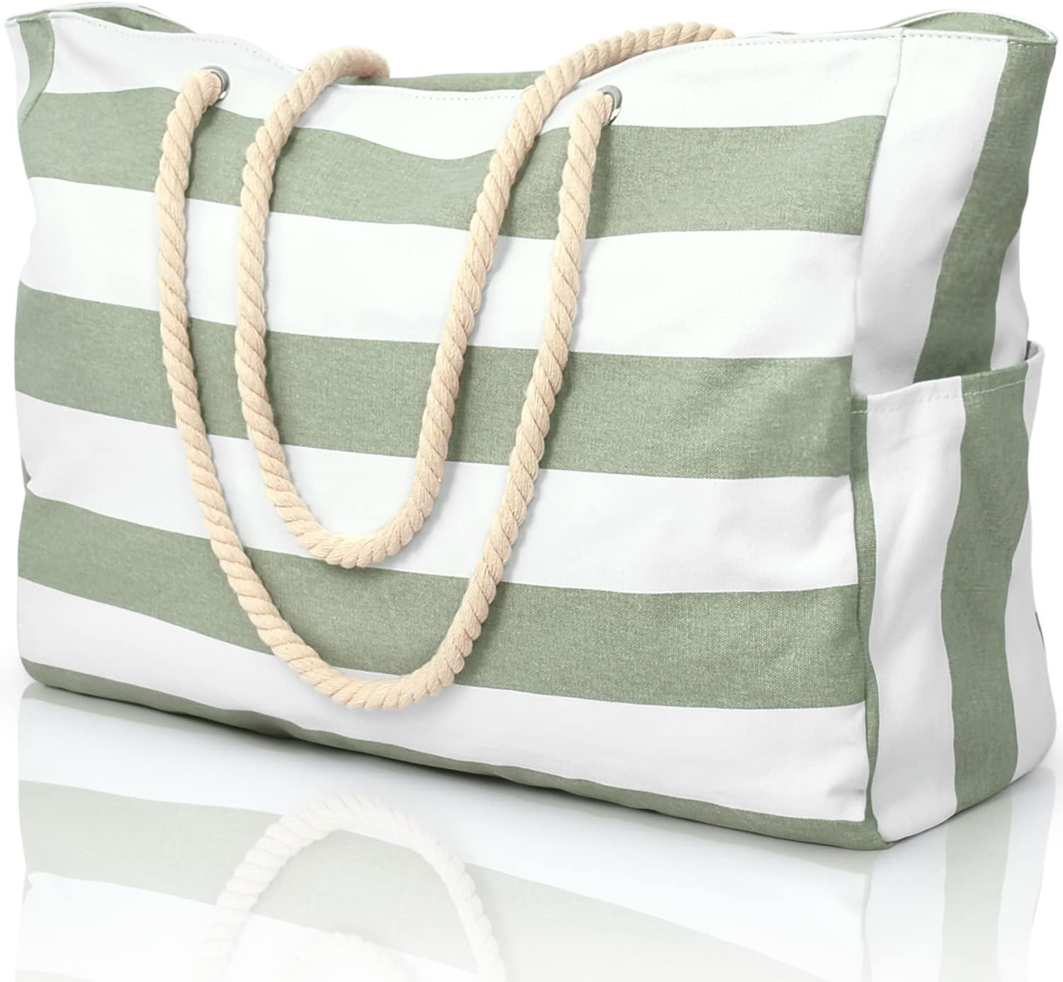 oscaurt Beach Bag Large Waterproof Beach Tote Bags with Zip and Rope Handle Summer Holiday Essentials Shoulder Handbags for Travel Shopping Pool Gym Picnic