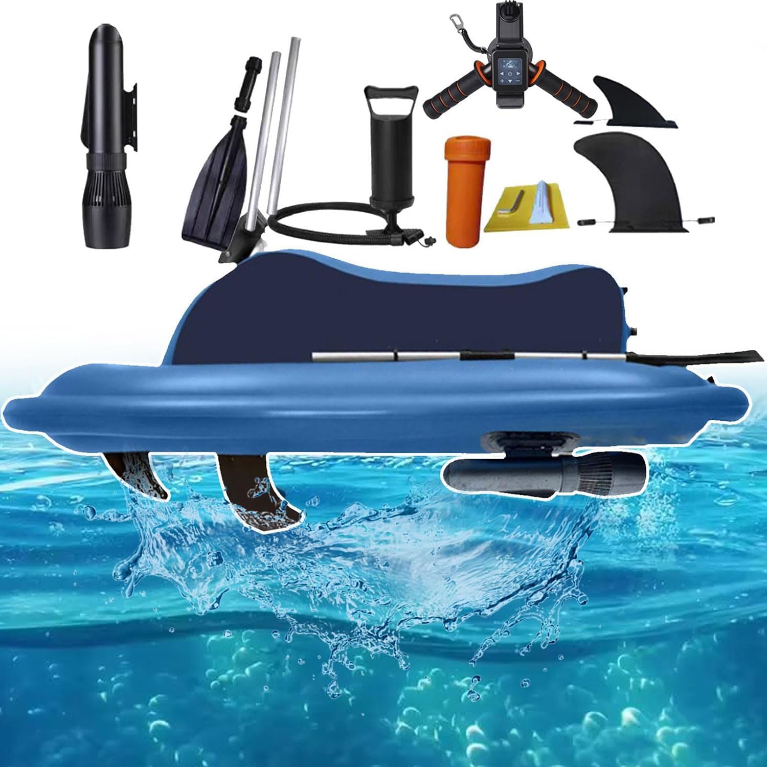 2-In-1 Foldable Electric Inflatable Jet Ski & Diving Underwater Scooter W/ 500w 60 Mins Brushless Motor,10000mah Battery - 9km/H For Adults And Kids Sea Diving Swimming Equipment