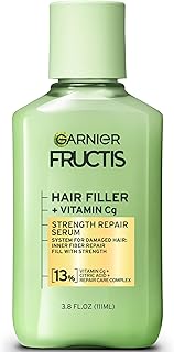 Garnier Fructis Hair Filler Strength Repair Serum Hair Treatment with Vitamin Cg, Hair Serum for Weak, Damaged Hair, 3.8 Fl Oz, 1 Count