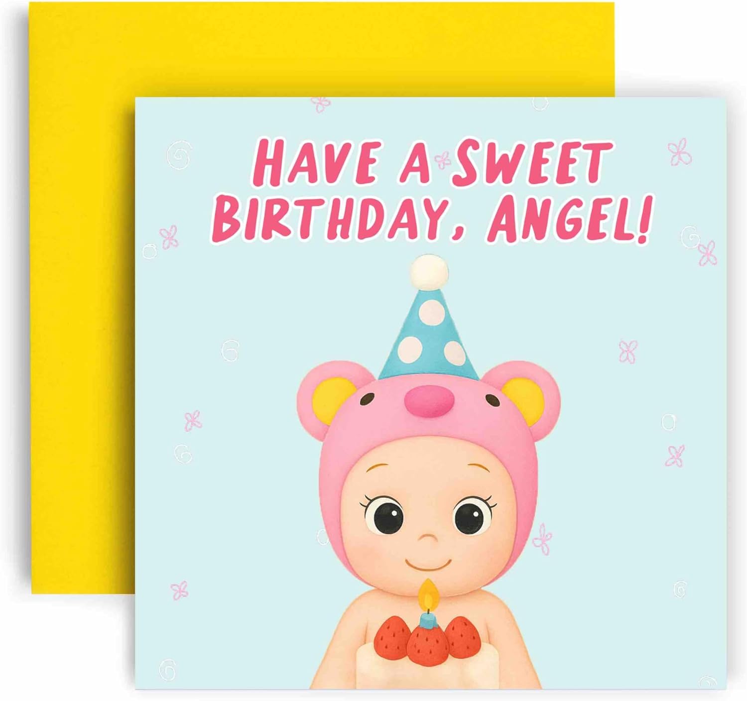 Huxters Cute Birthday Card for Her Friends - Besties Boyfriend Girlfriend - Sonny Angel Design - (Birth Sonny)