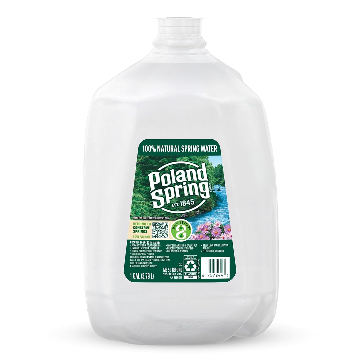 Poland Spring Maine Spring Water Bottles, 1 Gallon Jug – Still Bottled Water with Naturally Occurring Minerals
