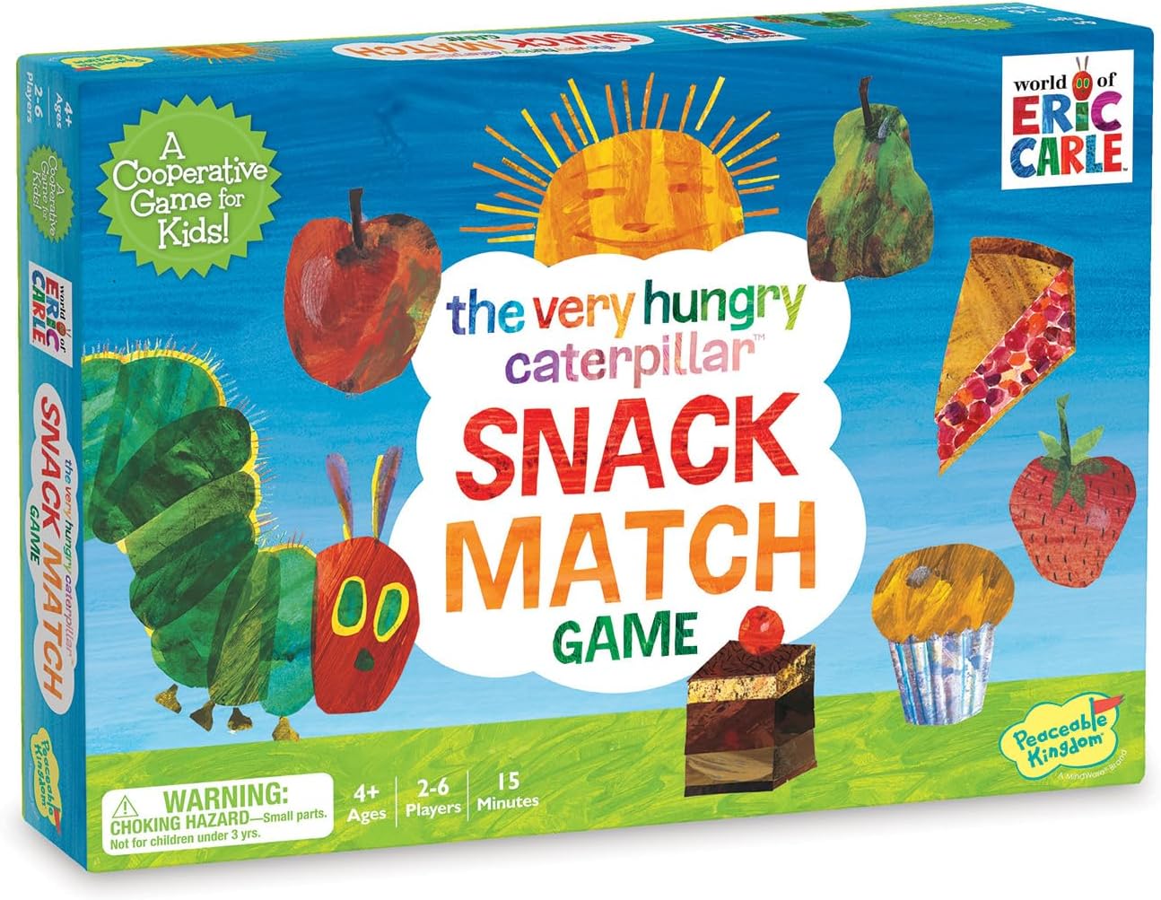 World of Eric Carle , The Very Hungry Caterpillar Snack Match Game – Cooperative Memory Board Game for Kids Ages 4+, 2‑6 Players, 3‑D Leaf Board & 31 Tokens Included
