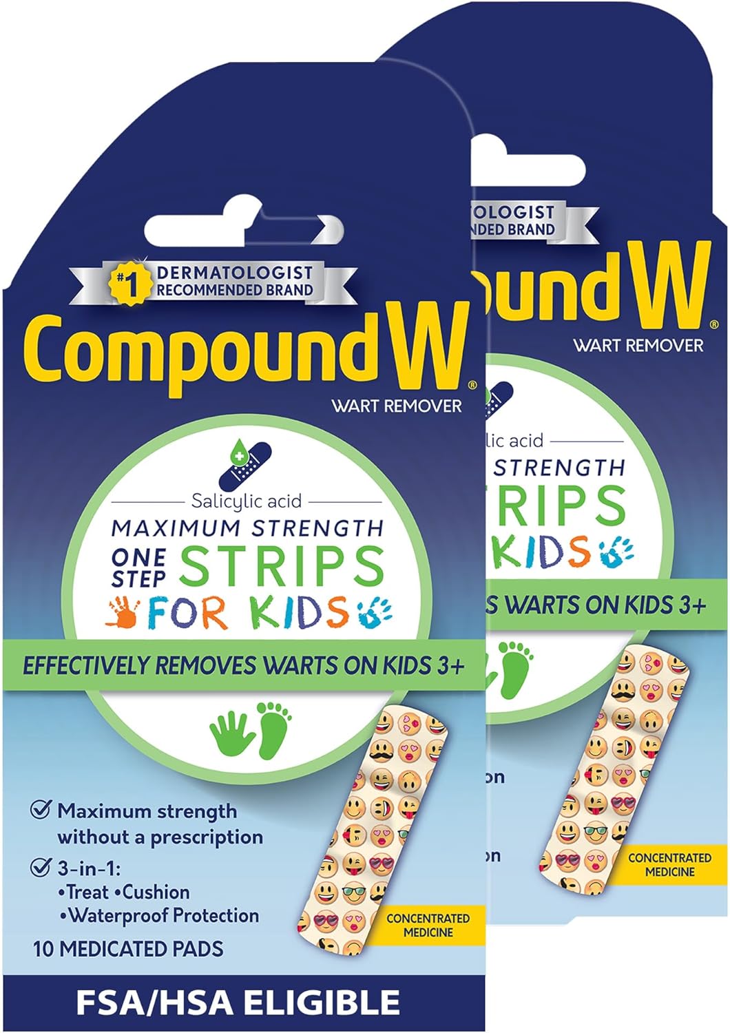 Compound W Wart Remover for Kids, Wart Removal Strips with Salicylic Acid, 10 Count, Pack of 2