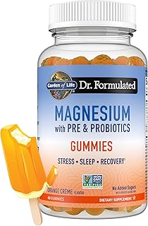 Garden of Life Dr Formulated Magnesium Citrate Supplement with Prebiotics & Probiotics for Stress, Sleep & Recovery – Vegan, Gluten Free, Kosher, Non-GMO, No Added Sugars – 60 Gummies