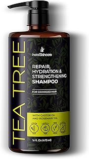 InstaSkincare Tea Tree Shampoo with Castor Oil, Rosemary Oil for Hair Growth, Thinning Hair Loss Treatments for Women & Men – Shampoo For All Hair Types, Paraben & Sulfate Free 16 Oz