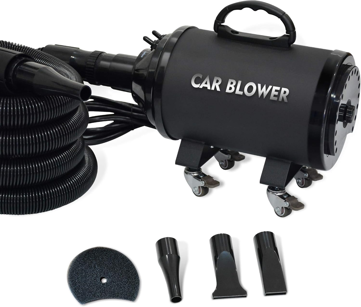 SHELANDY Powerful Motorcycle & Car Dryer with 14 Foot Flexible Hose & Wheels - for Auto Detailing and dusting,black
