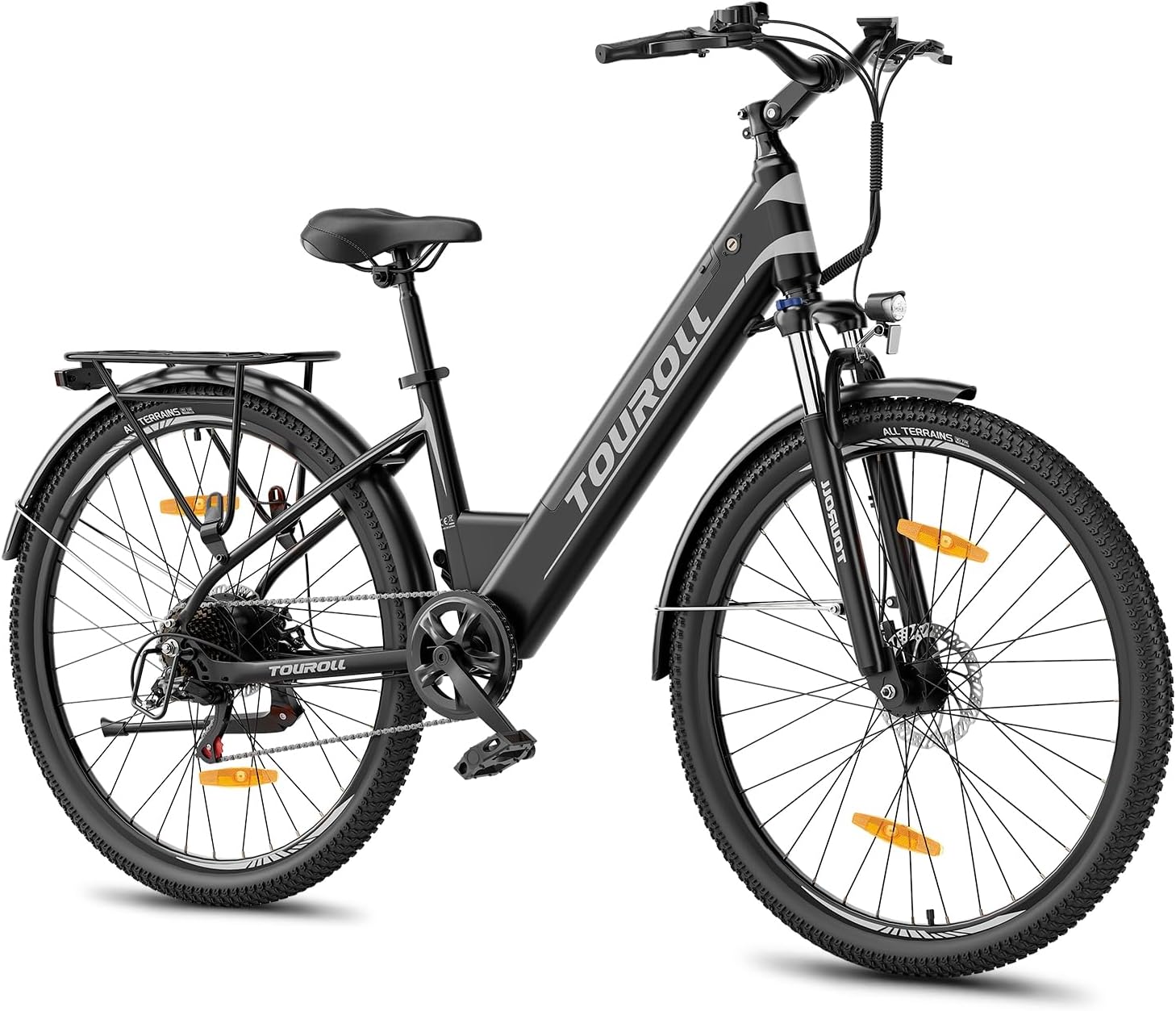Touroll J1 ST 27.5" Electric Bike for Adults, 7 Speed Electric Bicycle with 36V 15.6Ah Removable Battery, 100km Range Pedal Assist City E Bike for Commute and Trekking, LCD Display, Dual Disc Brake