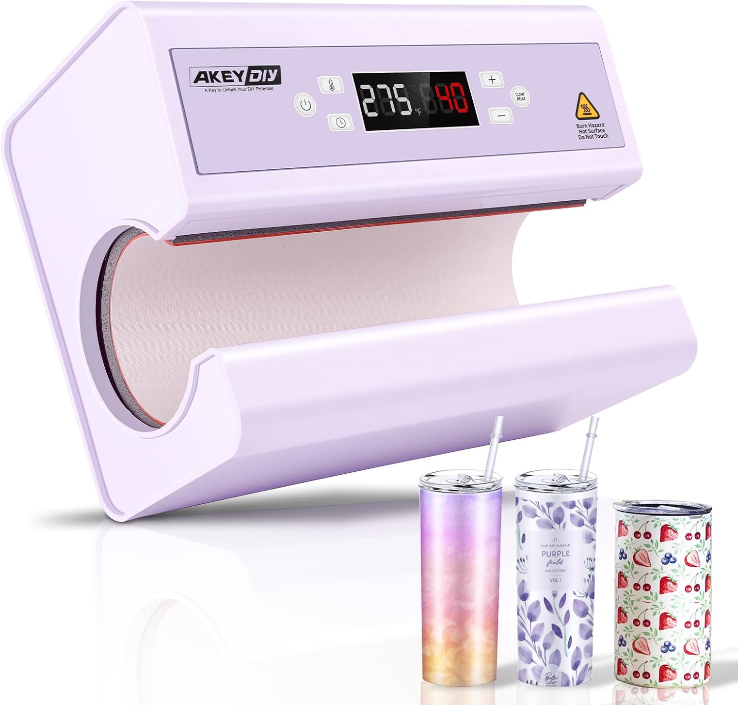 AKEYDIY Auto Tumbler Heat Press Machine 30OZ Mug Press Automatic Press & Release, Temp & Time Setting, Cup Transfer Machine for 11-30OZ Ceramic, Glass, w/Sublimation Papers, Heat Tape & Gloves