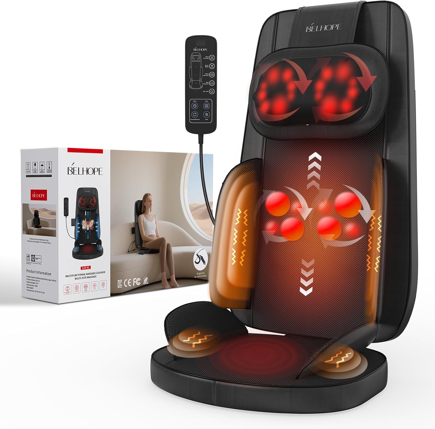 Shiatsu Neck and Back Massager with Heat, 4D Kneading Back Massager for Pain Relief Deep Tissue, Comfier Back Massage for Chair, Massager for Home Office Seat, Christmas Gifts for Women Men,Black