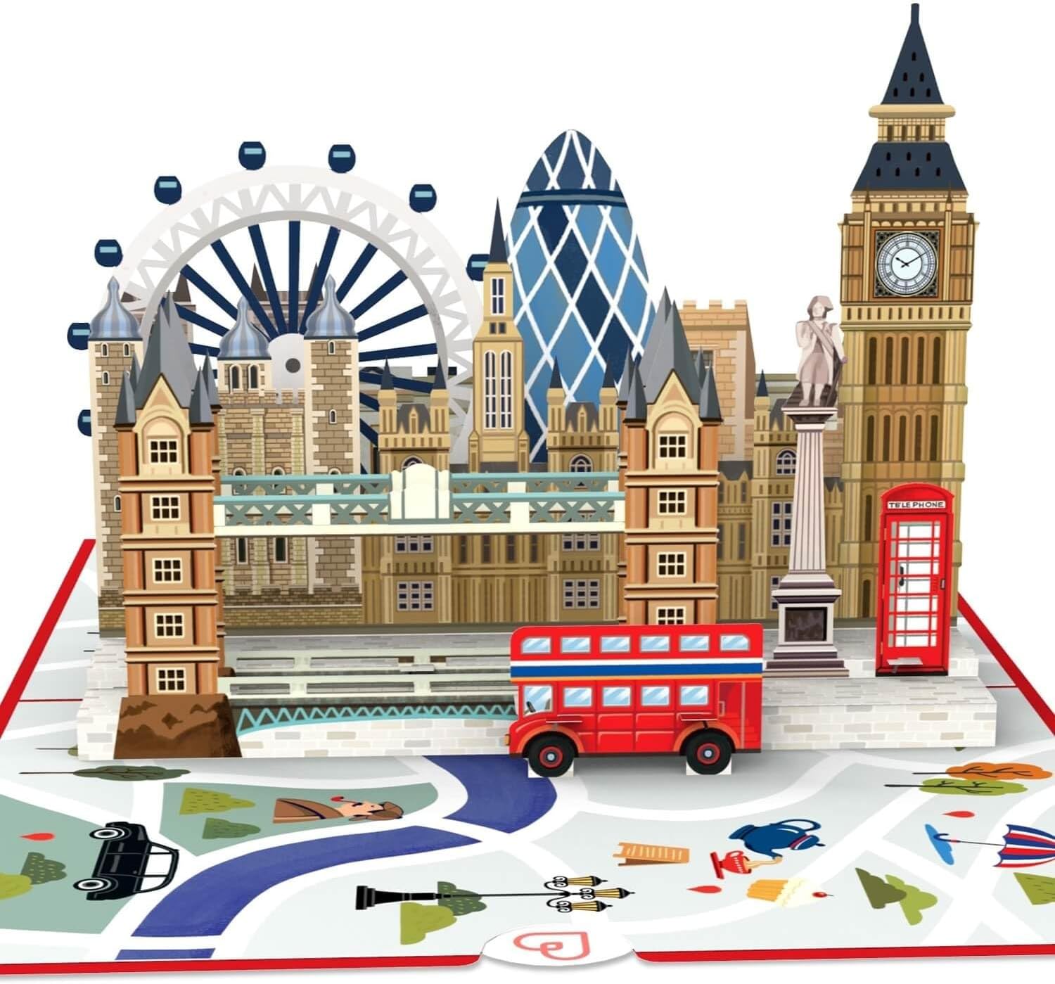 papercrush® Pop-Up Card London Skyline – 3D Birthday Card as Travel Voucher for London Vacation, Money Gift for City Trip to England for Men and Women, Hotel Gift Card for Anniversary Holiday for him