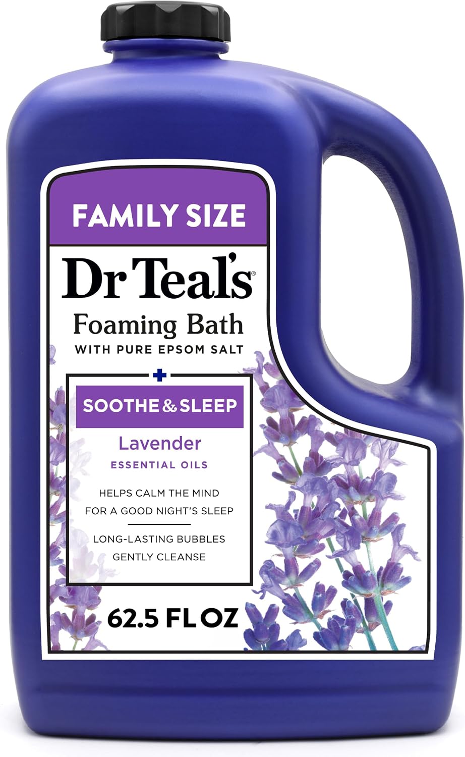 Dr Teal's Foaming Bath with Pure Epsom Salt, Soothe & Sleep with Lavender, 62.5 fl oz