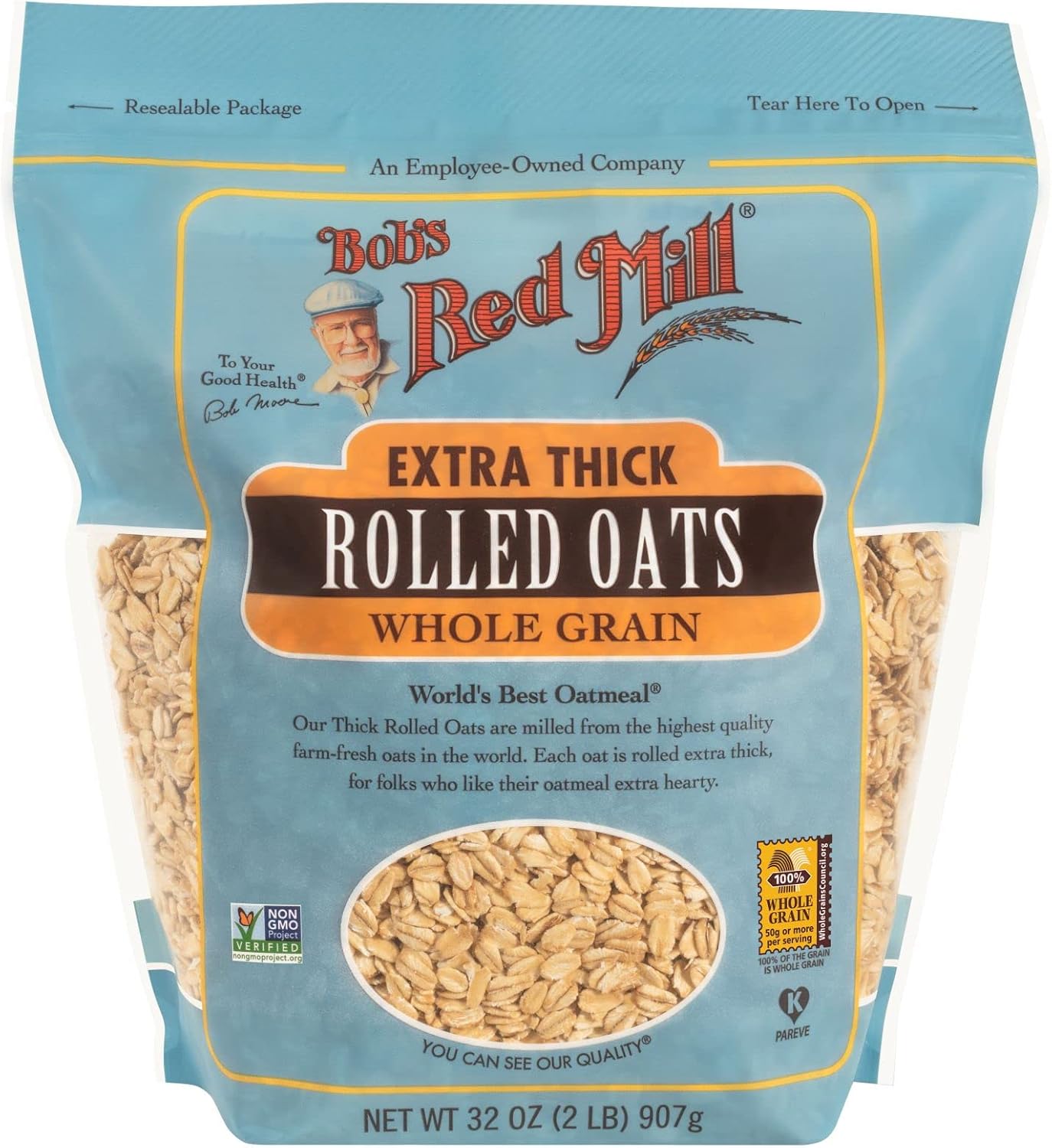 Bob's Red Mill, Extra Thick Rolled Oats, Whole Grain, 907g