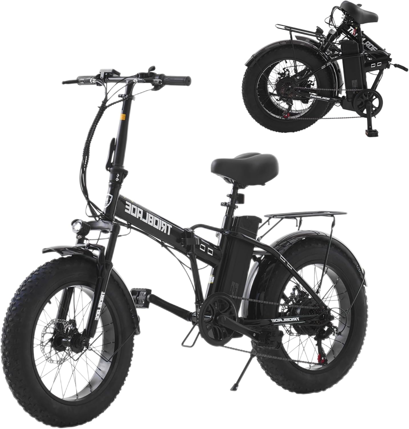 LSBIKE 20 Inch Fat Tire Electric Bike Folding Electric Bicycle with 250W Motor Removable 36V Battery 7 Speed Drivetrain City Bike Portable E-bike Electric Mountain Bike for Unisex Adult