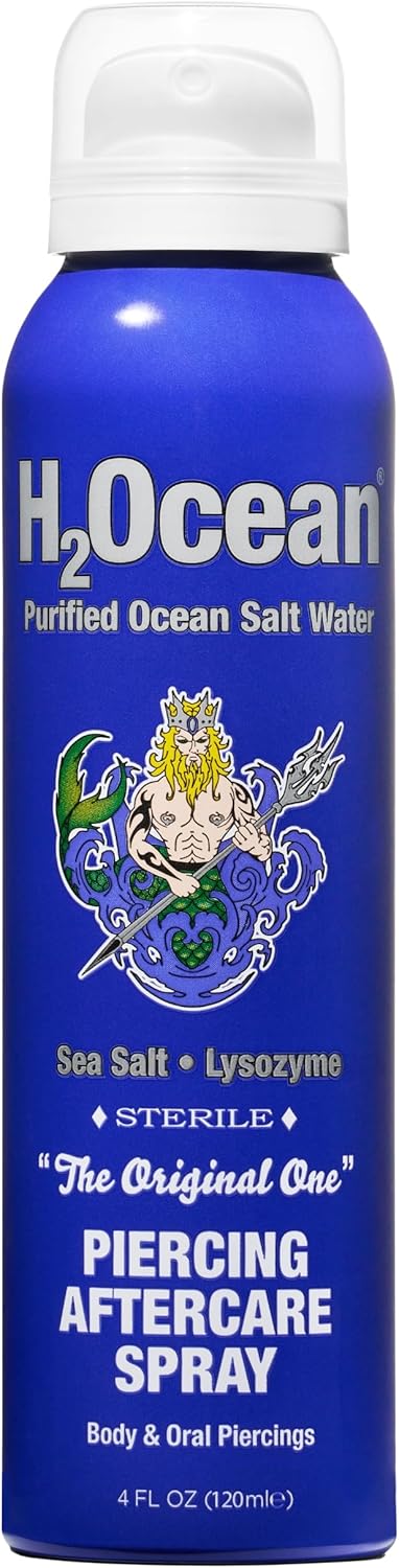 H2Ocean Piercing Aftercare Spray and Keloid Bump Removal– Sea Salt Spray for Body and Facial Piercings – Ear, Nose, Navel, Oral & Body Piercing Cleaner, Aftercare Solution for New Piercings– 4oz