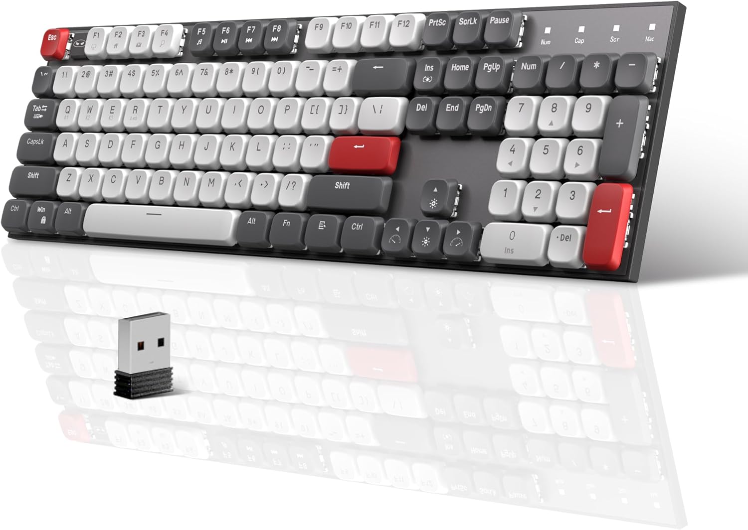 MageGee Wireless Mechanical Keyboard Moon104 RGB Backlight Triple Mode 2.4GHz/BT/USB-C Wired Office Keyboard for Computer/Desktop/PC/Laptop/Surface/Smart TV and Windows 10/8/ 7