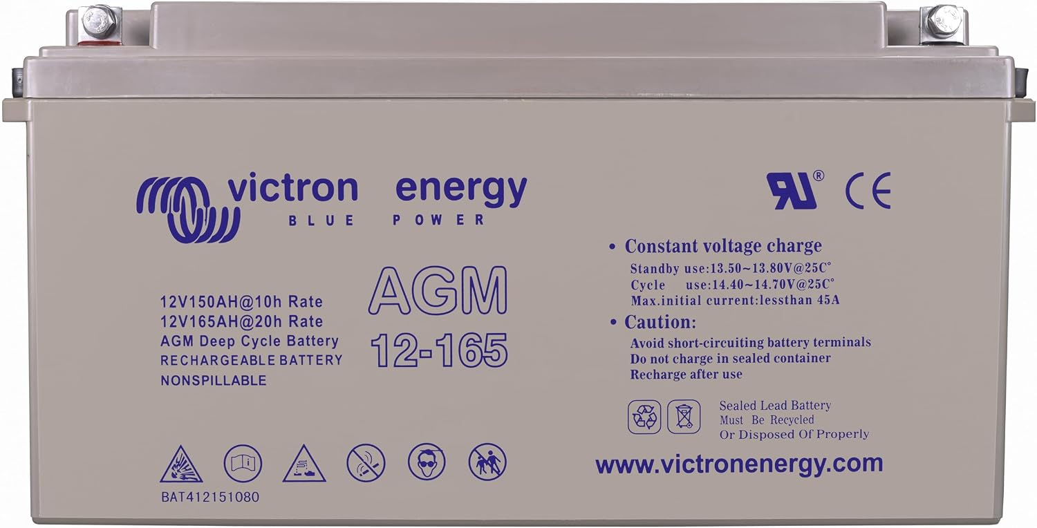 Victron Energy AGM 165Ah 12-Volt Deep Cycle Battery (M8)
