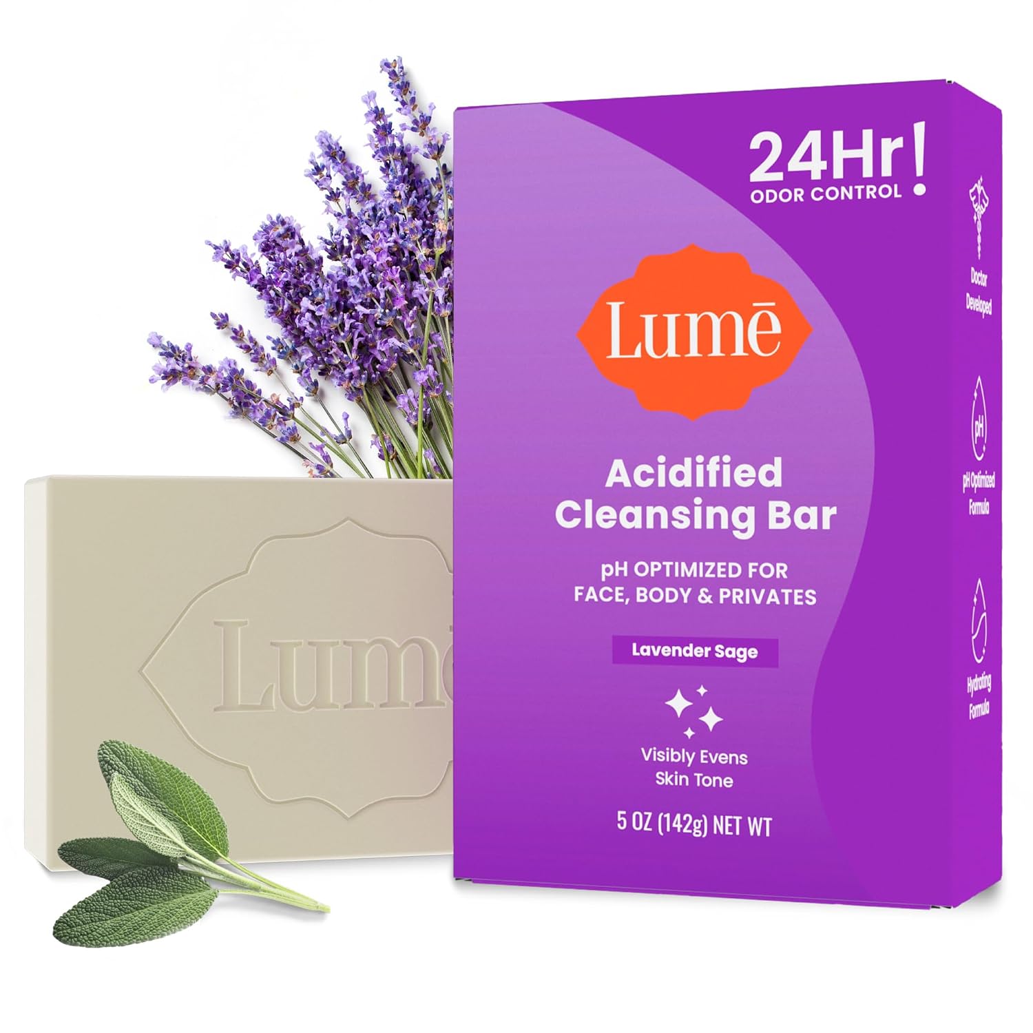 Lume Acidified Body Cleansing Bar - SLS and Parabens Free - 5oz (Lavender)