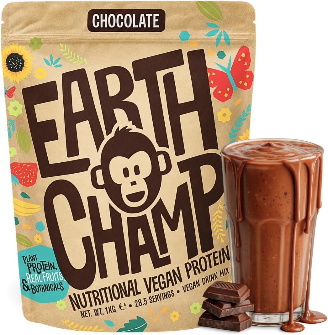 EarthChamp Vegan Protein Powder Chocolate 1kg Plant Based, High Protein