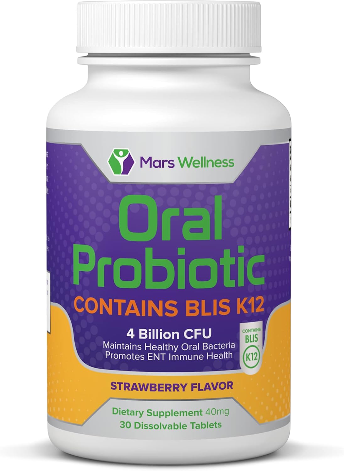 Oral Probiotic Supplement with BLIS K12 4 Billion CFU - Now Dairy Free - Doctor Formulated 30 Day Supply Bottle for Bad Breath, Strep, Cavities, Gum and Oral and Dental Health - Sugar Free - USA Made