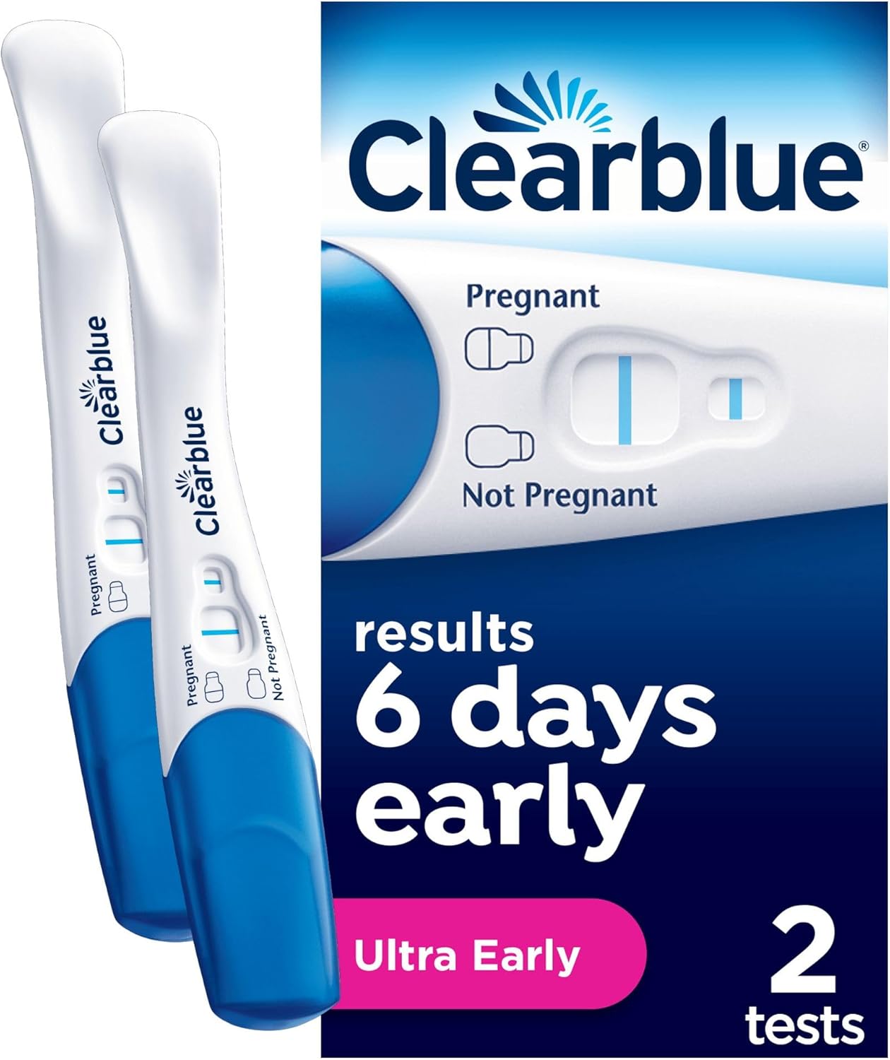 Clearblue Pregnancy Tests, Early Detection Pregnancy Test, Results 6 Days Early, 99% Accurate Results, 2 Tests, Packaging May Vary